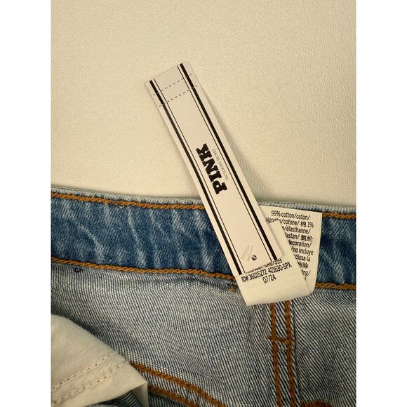 Victoria's Secret Denim by PINK High Rise Zip Fly Cut Off Short Blue Size 8 NWT - Picture 13 of 16